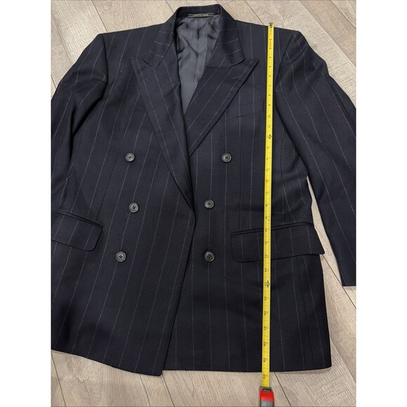 Ermenegildo Zegna Suit Jacket Mens 42S Navy Pinstripe Dbl Breast Cashmere Wool - Picture 9 of 14